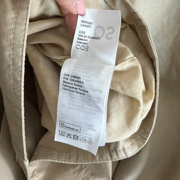 COS Oversized Boxy Crop Jacket Beige 14 Minimalist Quiet Luxury Linen‎ Capsule - Picture 4 of 6